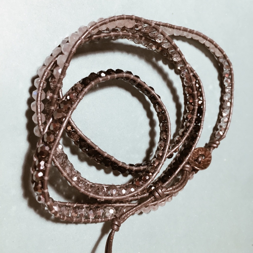 Nakamol leather and crystal wrap bracelet